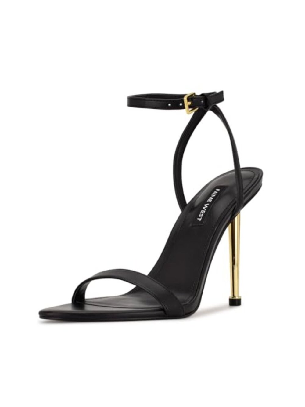 Heeled Sandal Almond Toe 3.94" Stiletto Ankle Strap Buckle Evening